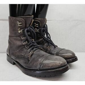 JOHN FLUEVOG Distressed Dark Gray Leather Lace Up Combat Boots Size M6 W8